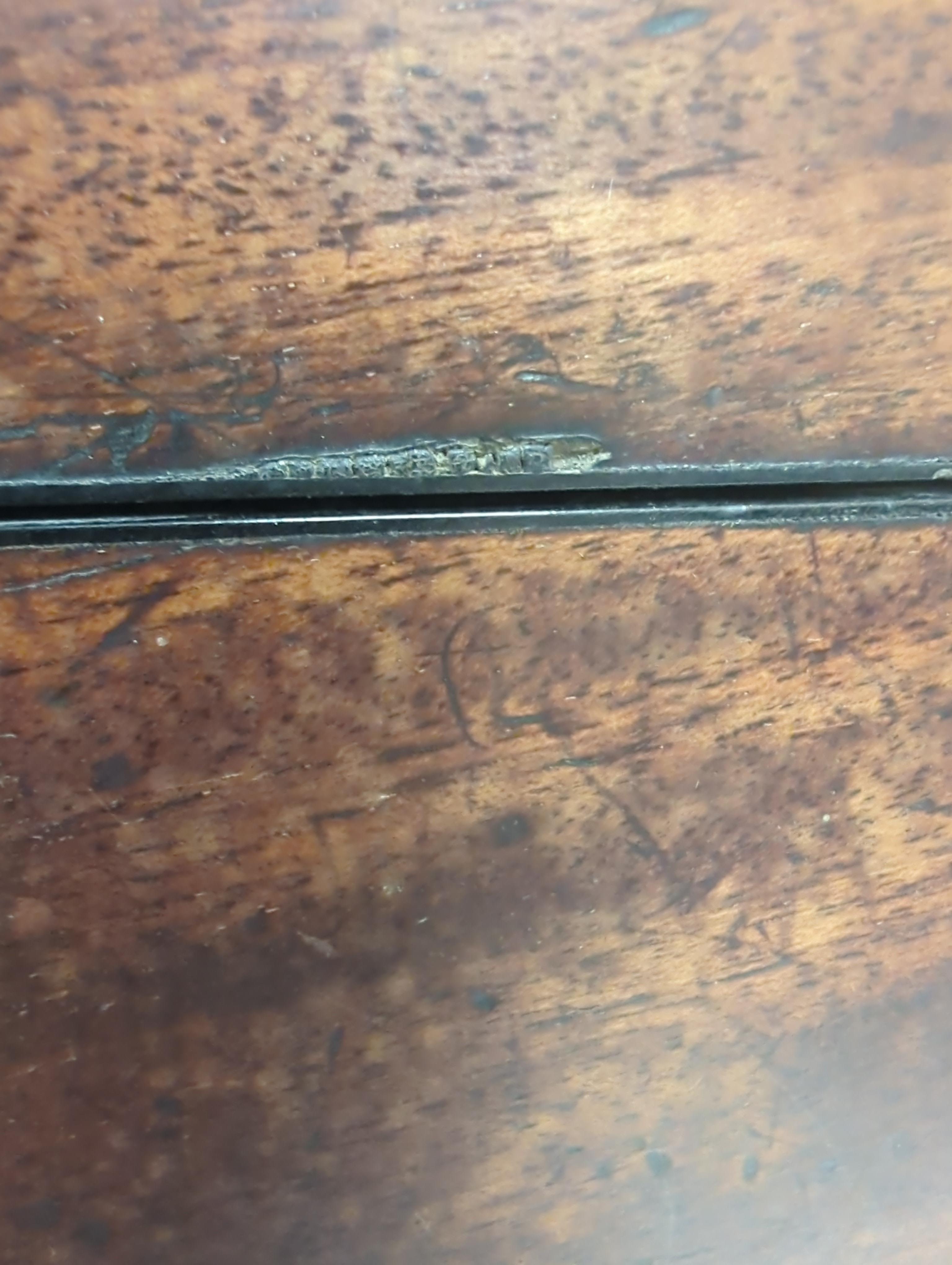 A George III mahogany, ebony and brass-mounted ship's writing box by Wells & Co., screw fixings to each side with original key, 50.5cm x 30cm x 19.5cm
